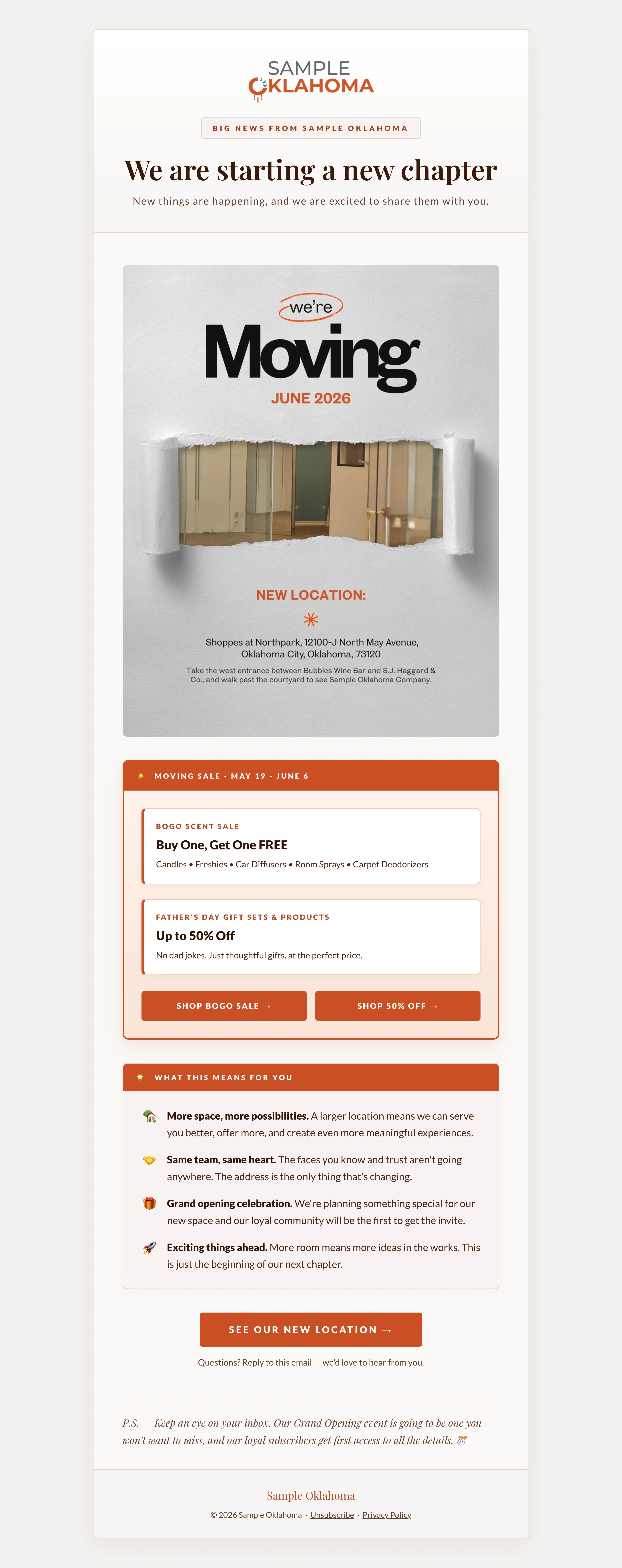 We are moving to a new home newsletter