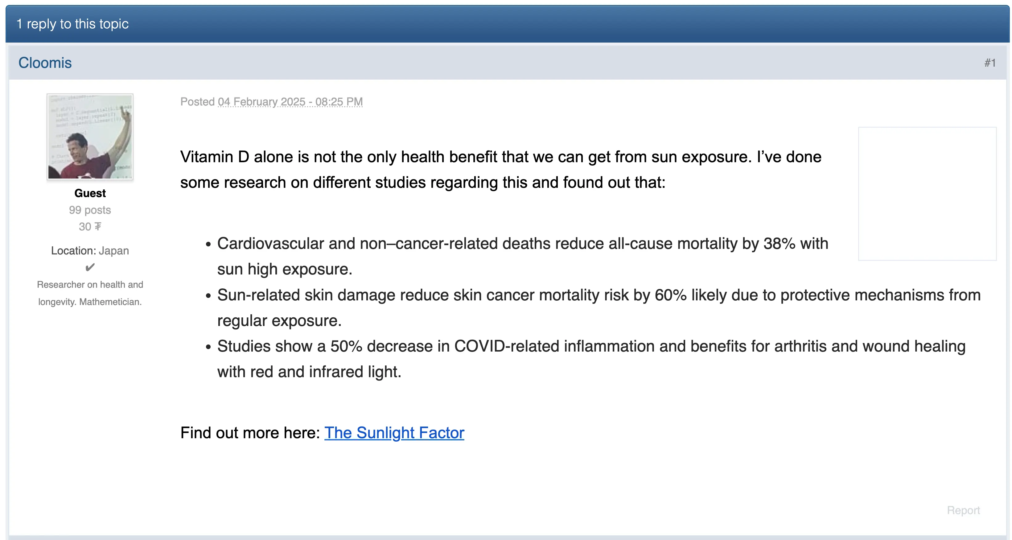 The sunlight factor microblog sample